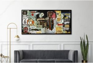 Lona Sanat Jean Michel Basquiat Notary Yağlı Boya Görünümlü Kanvas Tablo;Renkli 30 X 40