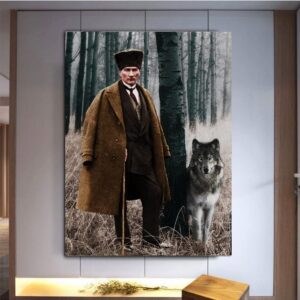 Atatürk Ve Kurt Kanvas Tablo 70x100