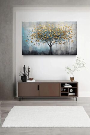 Ar Ajans Kanvas Tablo Hayat Ağacı Altın Yapraklı Dekoratif Kanvas Tablo 50 X 70