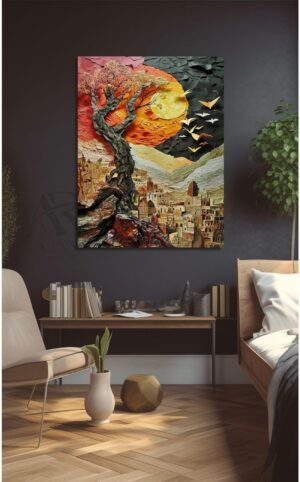 Ar Ajans Kanvas Tablo Gölgede Kalan Şehir Mistik Desenli Dekoratif Kanvas Tablo 70 X 100