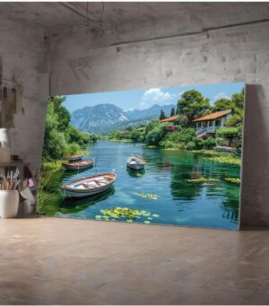 Ar Ajans Kanvas Tablo Maviliğin Esintisi Tekne Huzur Dekoratif Manzara Kanvas Tablo 80 X 120