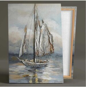 Ar Ajans Kanvas Tablo Yağlı Boya Efektli Gemi Yelkenli Deniz Doğa Manzara Kanvas Tablo 50 X 70