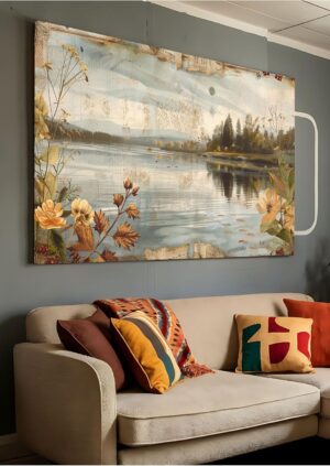 Ar Ajans Kanvas Tablo Göl Doğa Birleşimi Yağlı Boya Görünümlü Kanvas Tablo 60 X 90