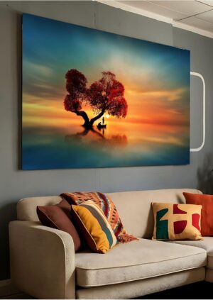 Ar Ajans Kanvas Tablo Gün Batımında Sessizlik Kırmızı Ağacın Altında Dekoratif Kanvas Tablo 80 X 120