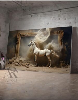 Ar Ajans Kanvas Tablo Çerçeveden Çıkan Asil Atın Muhteşem Görüntüsü Dekoratif Kanvas Tablo 35 X 50