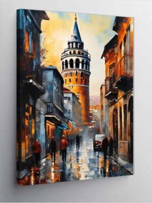 tablo mega Kanvas Tablo Yağlı Boya İstanbul Galata Kulesi, 70cm x 100cm