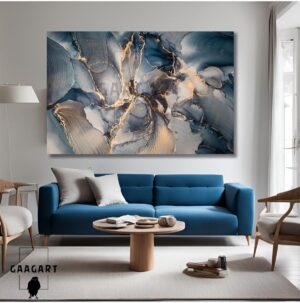 Gaagart Tekli Yatay Mermer Görünümlü Soyut Kanvas Salon Duvar Tablosu, 120 X 80