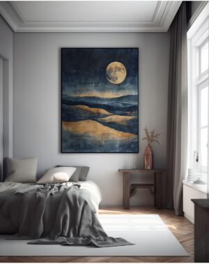 Ar Ajans Kanvas Tablo Dağların Üzerinde Ay Gösterişi Dekoratif Kanvas Tablo 50 X 70