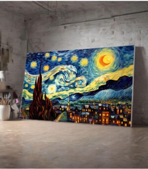 Ar Ajans Kanvas Tablo The Starry Night "Yıldızlı Gece" Vincent Van Gogh Tasarım Dekoratif Kanvas Tablo 70 X 100