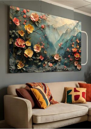 Ar Ajans Kanvas Tablo Peony (Şakayık) Ve Rose (Gül) Masalsı Çiçek Manzarası Dekoratif Kanvas Tablo 50 X 70